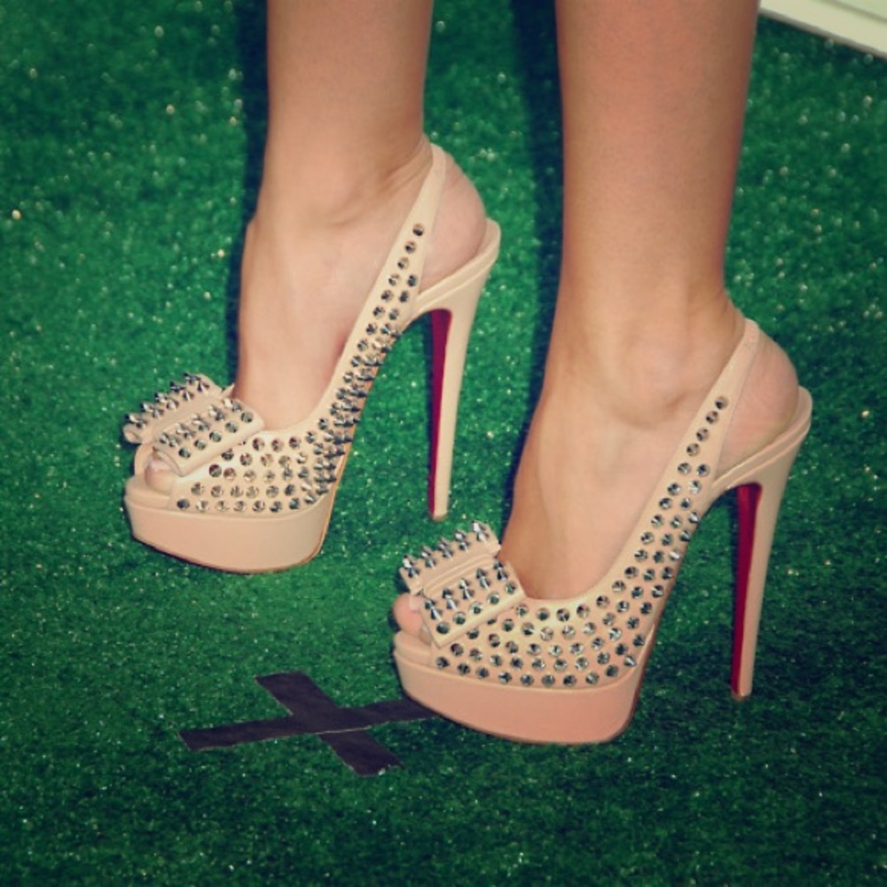Celeb Boutique studded nude heels